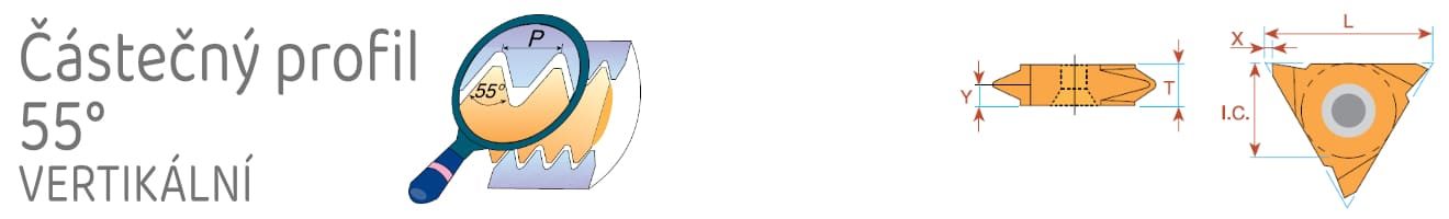 Soustružení závitů - závitové VBD částečný profil 55° vertikální